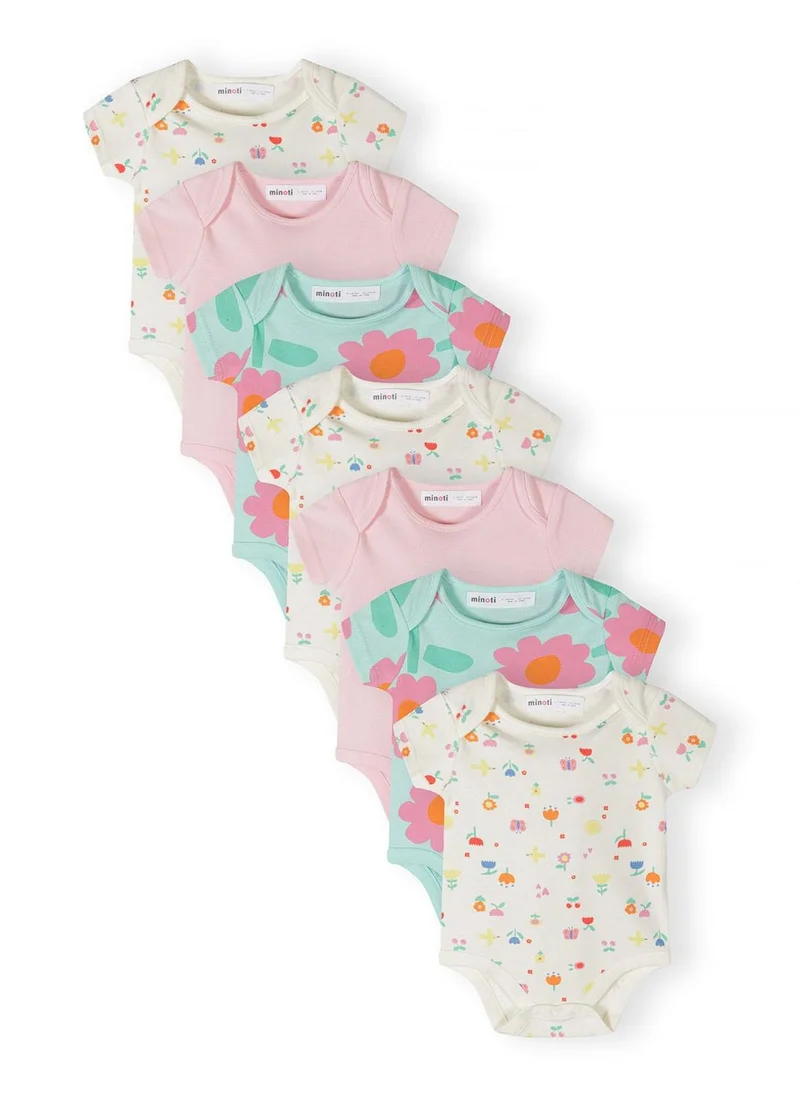 مينوتي Girls short sleeve bodysuit blue floral print 0-24 months